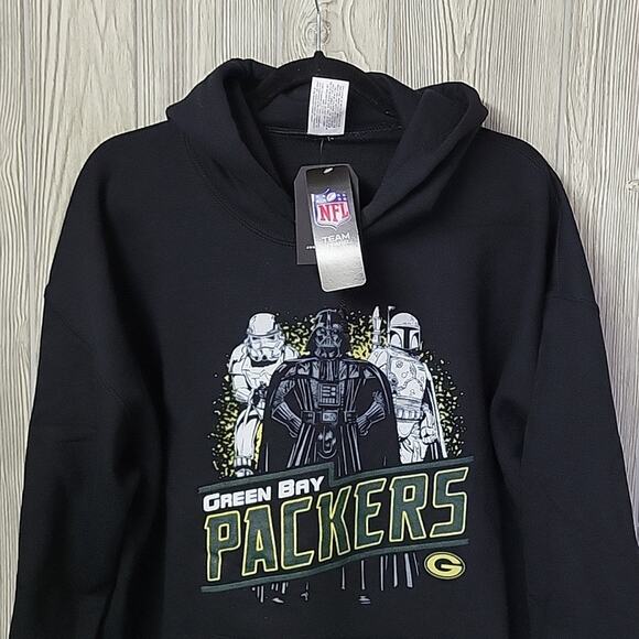 NFL Licensed Black Green Bay Packers Hoodie Sweatshirt Star Wars Themed Adult L - Picture 2 of 11